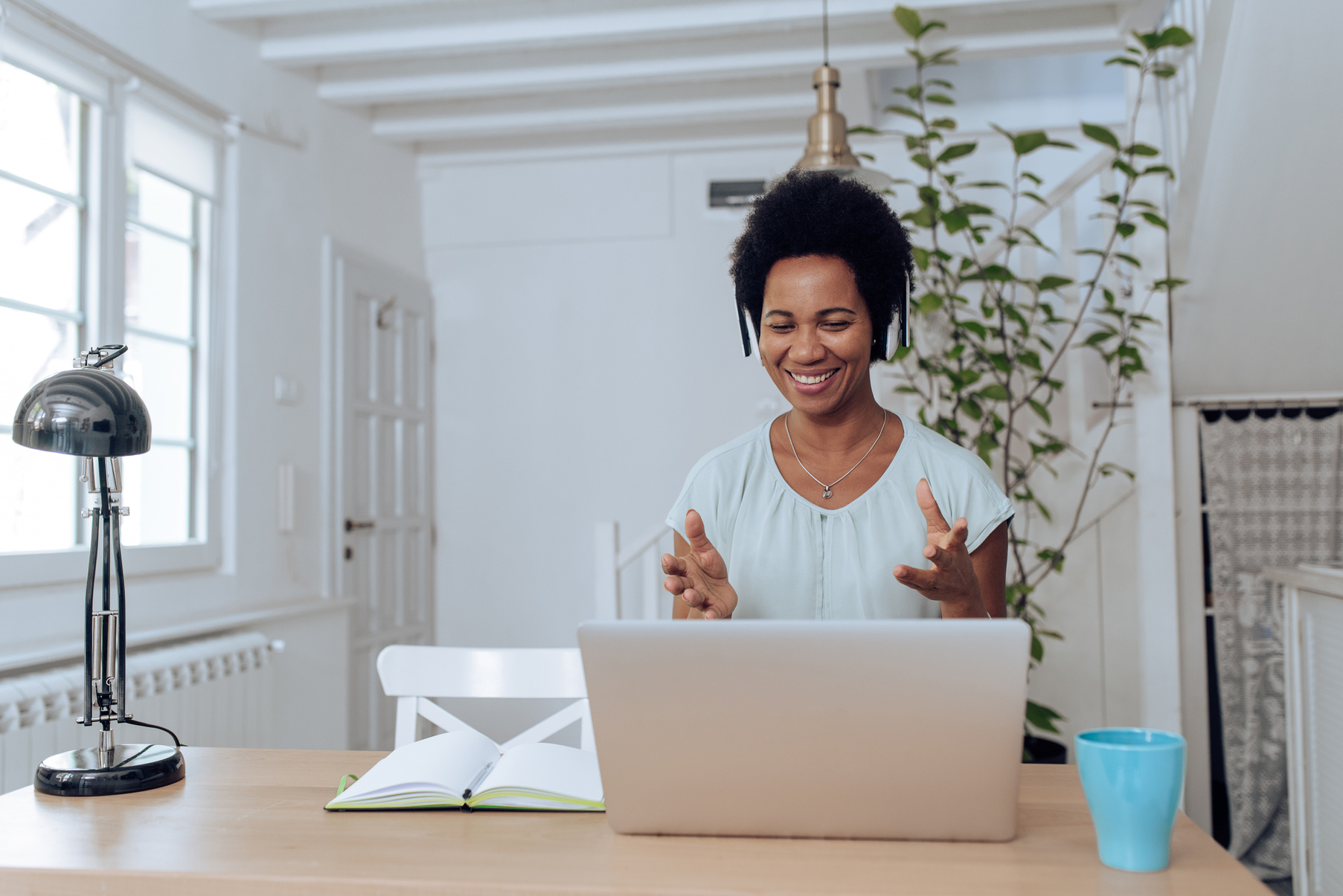 African-American businesswoman having an online meeting